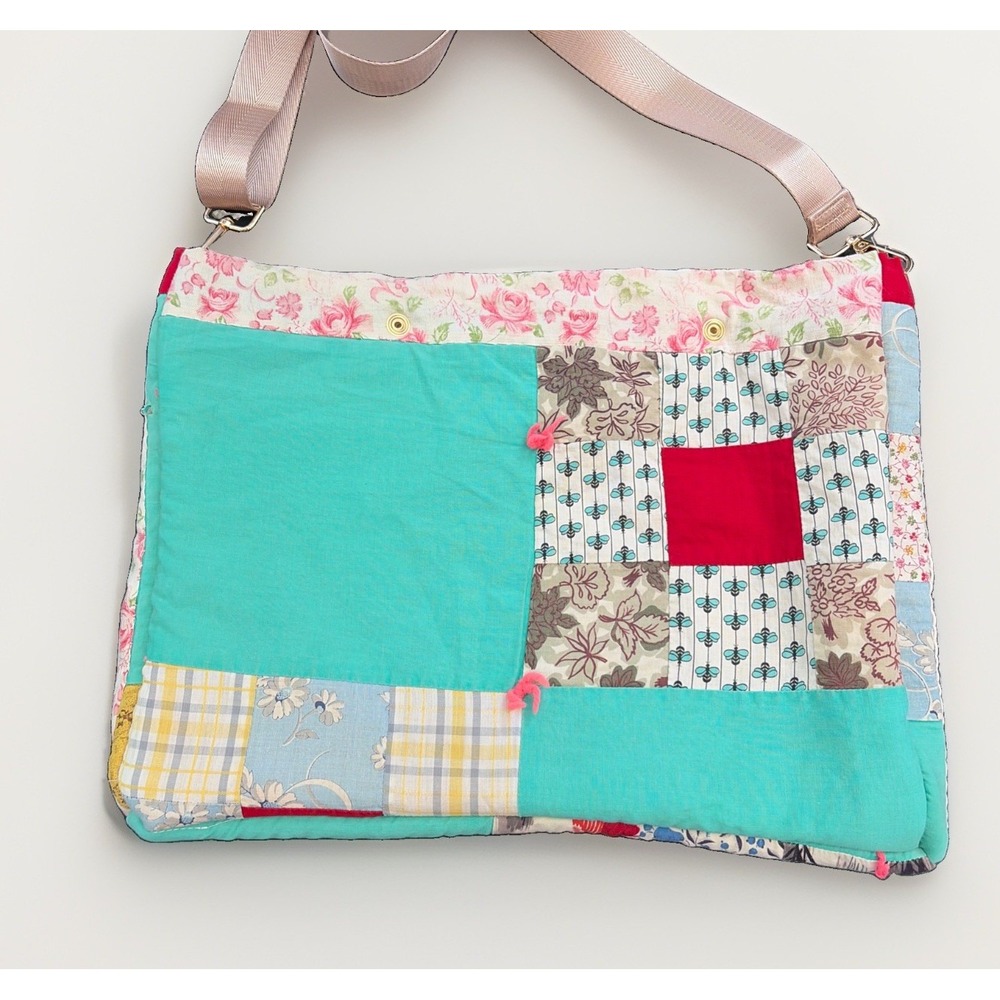 Vintage Handmade Quilt Upcycled Into Large Crossbody Bohemian Market Bag Purse